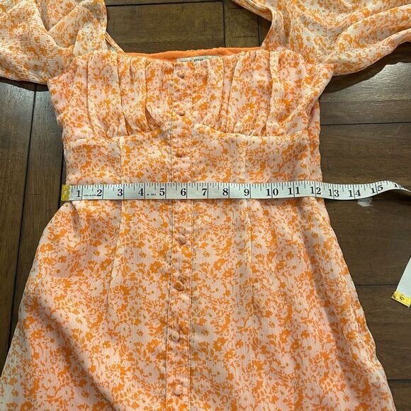The East Order Orange White Peaches Bohemian Mini Dress Size XS - Picture 8 of 16